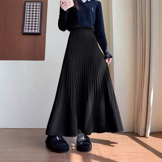 Damen eleganter Faltenrock mit hohem Bund EB