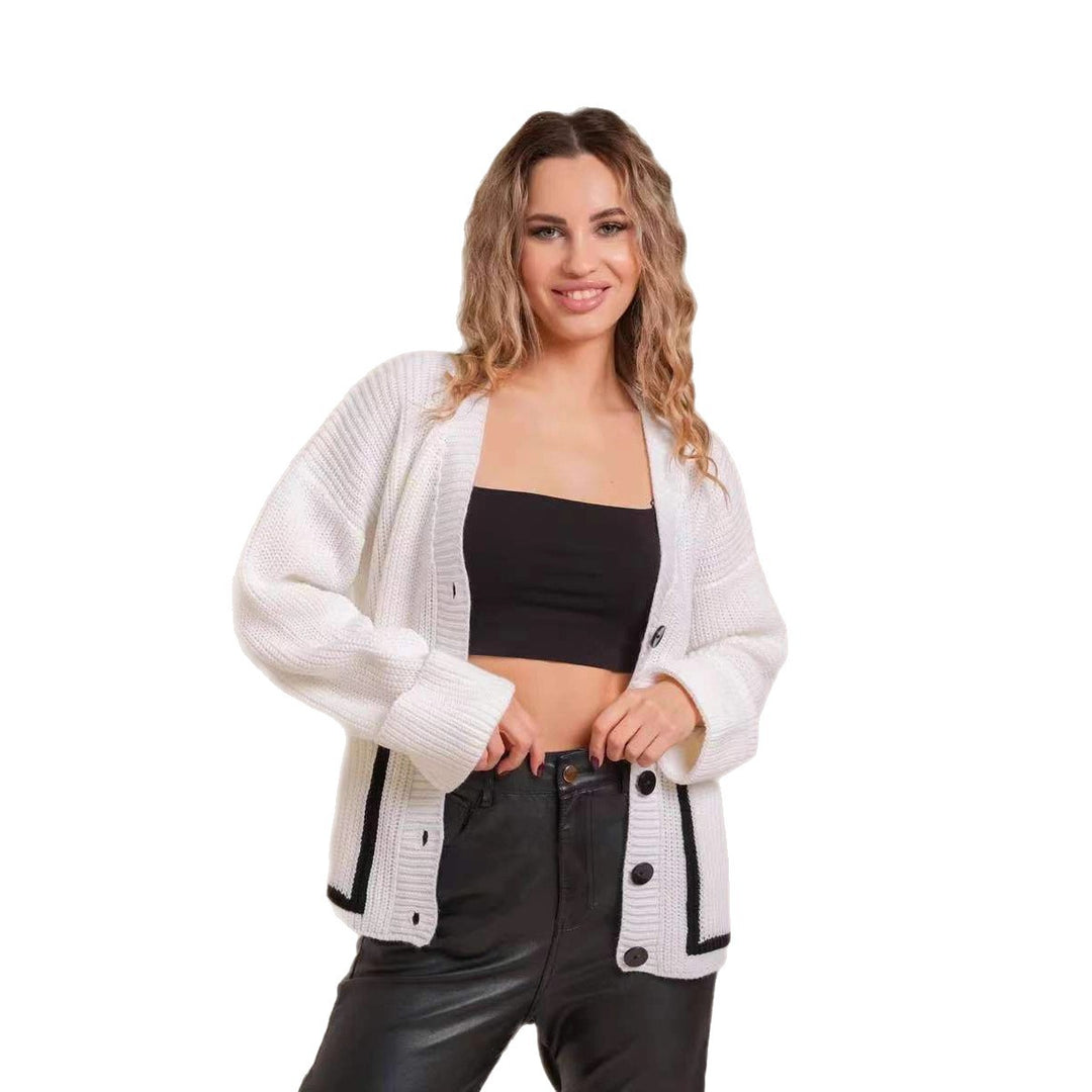 Damen Grober Strickcardigan mit modernen Knopfdetails und lässigem Schnitt EB