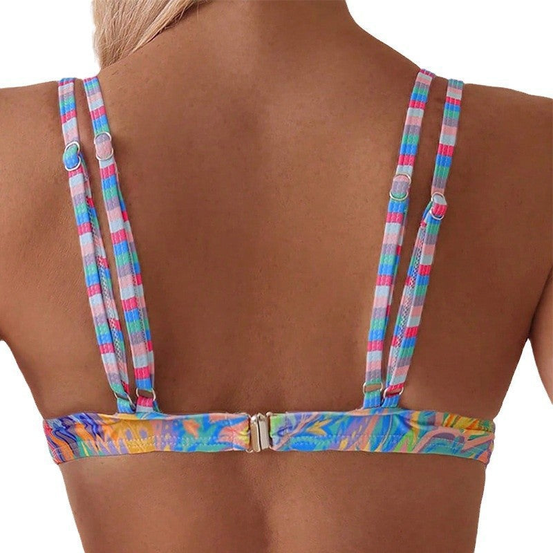 Damen Triangel-Bikinioberteil mit farbenfrohem Paisleymuster EB