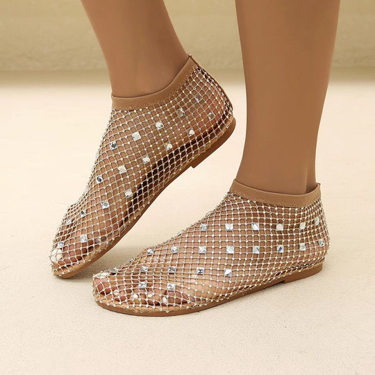 Damen elegante Strass-Ballerinas EB