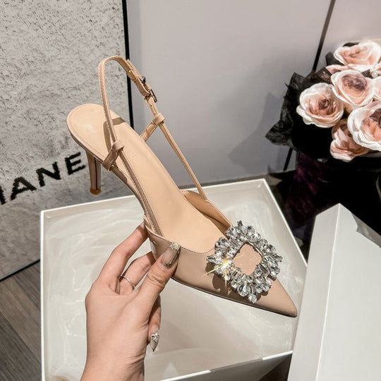 Damen elegante Slingback Pumps mit glamourösem Strassdetail EB
