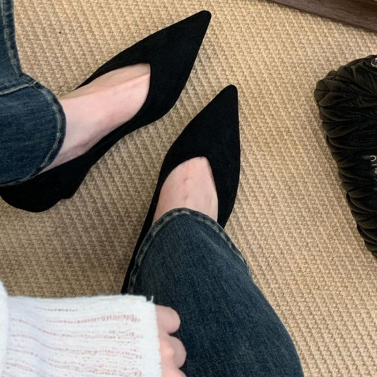 Damen spitze Wedge-Pumps aus samtweichem Velours EB