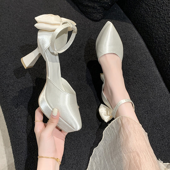 Damen elegante Pumps mit Schleifenakzent EB