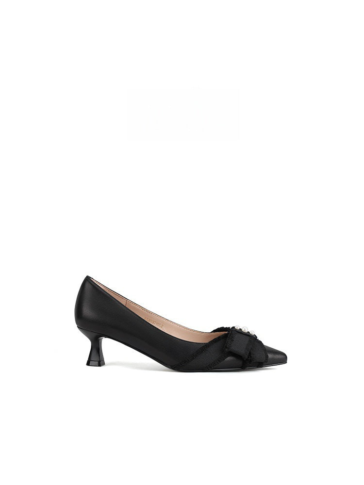 Damen Elegante Pumps mit dekorativem Schleifendetail und funkelnden Applikationen EB