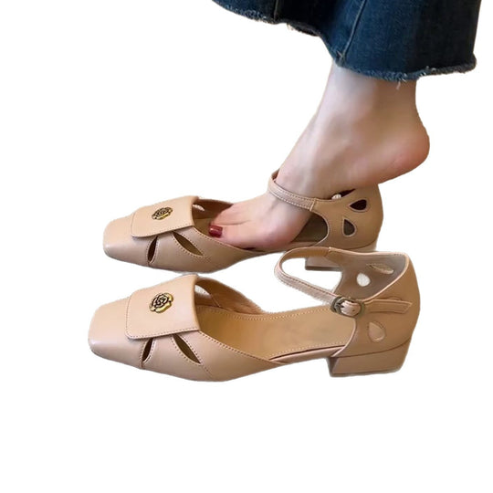 Damen Elegante Riemchen-Pumps mit floralem Dekor und komfortablem Blockabsatz EB