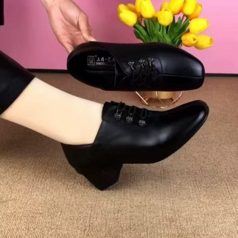 Damen elegante Schnürschuhe mit tiefem Blockabsatz und modischem Design EB