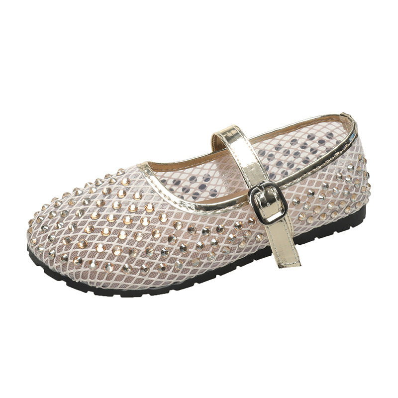 Damen Ballerinas mit geschlitzten Riemen und dekorativen Schleifen EB