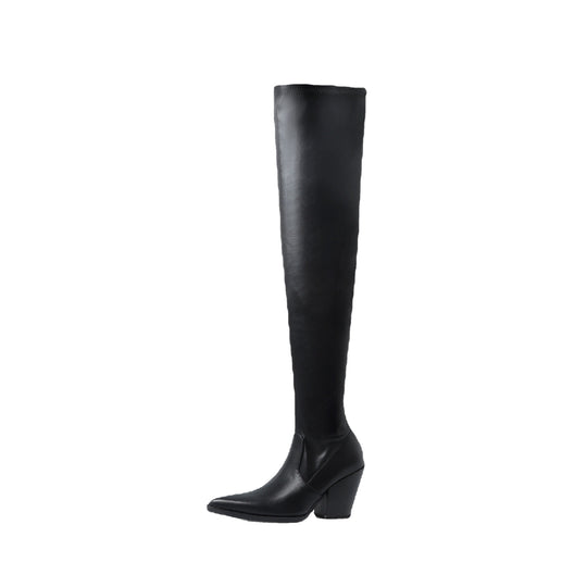 Damen High-Heel Overknee-Stiefel mit schickem Riemendesign EB