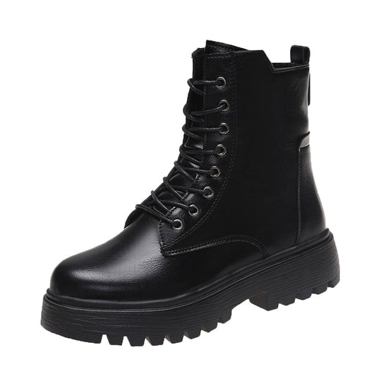 Damen robuste Schnürstiefel mit hoher Sohle und praktischem Design EB
