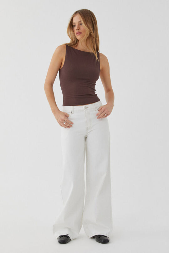 Damen nan weites Denim Hosenmodell mit tiefem Bund und weitem Schlag EB
