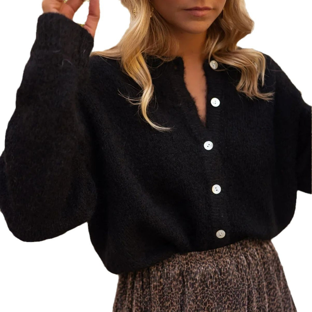 Damen Grobstrickpullover mit Knopfdetails und lässigem Schnitt EB