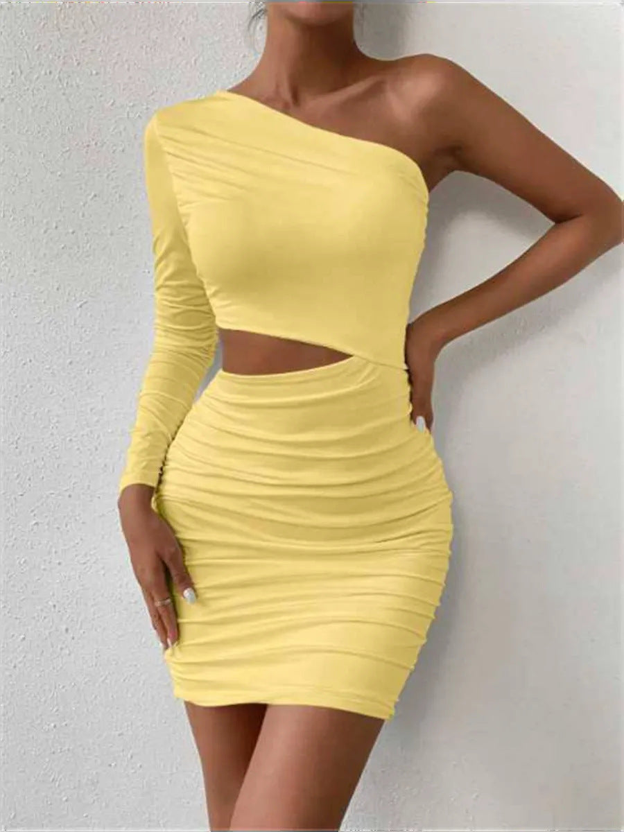 Damen figurbetontes Wickelkleid mit asymmetrischem Design und raffinierten Rüschendetails EB