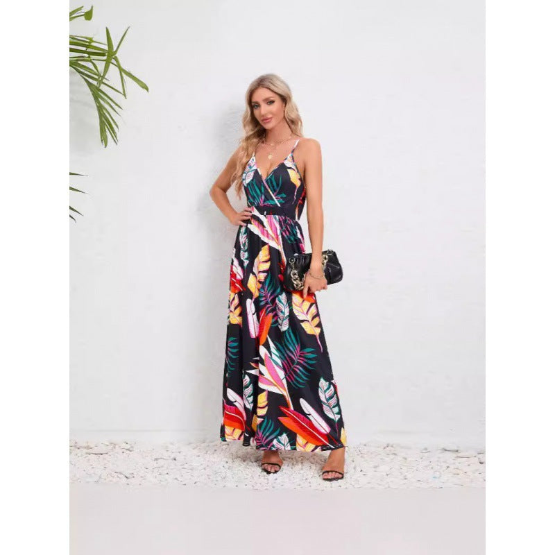 Damen Maxikleid mit floralem Design und Taillierung EB
