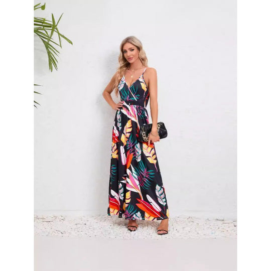 Damen Maxikleid mit floralem Design und Taillierung EB