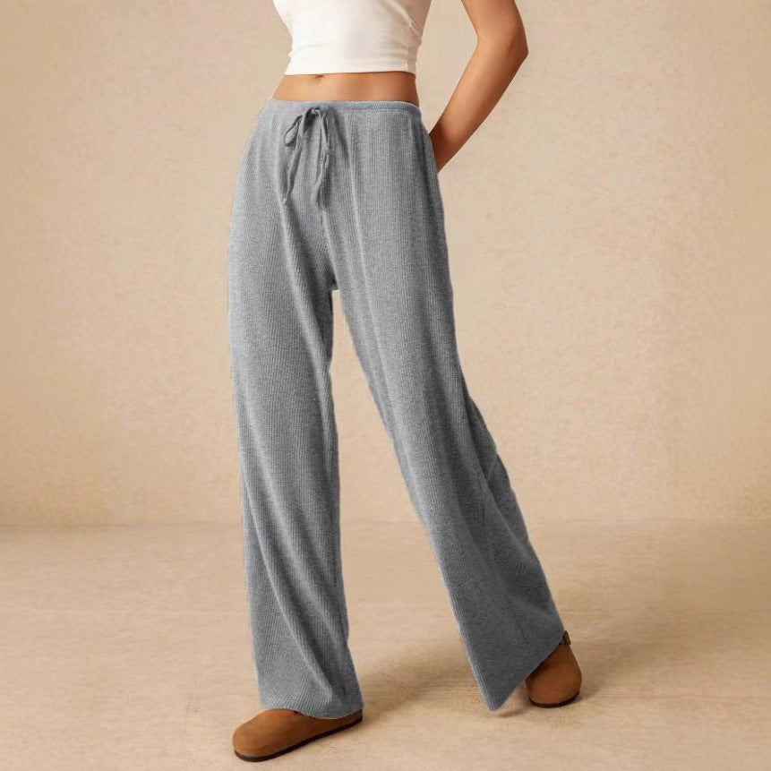 Damen weite Baumwoll-Haremshose mit hoher Taille und praktischem Kordelzug EB
