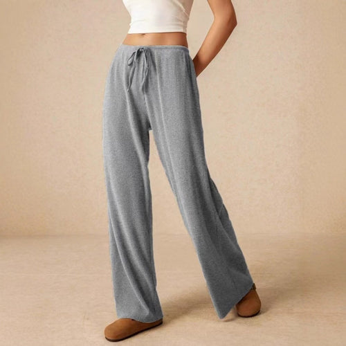 Damen weite Baumwoll-Haremshose mit hoher Taille und praktischem Kordelzug EB