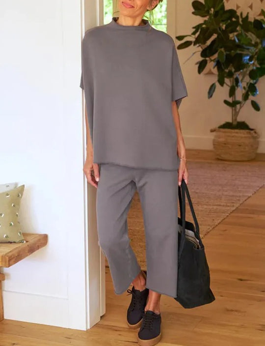 Damen lässiges Lounge-Set mit weit geschnittenem Oberteil und bequemen Hosen EB