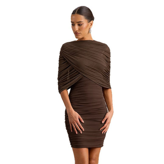 Damen Figurumspielendes Abendkleid mit raffiniertem Drapierdesign und schulterfreier Silhouette EB