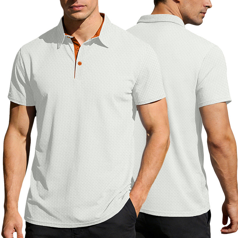 Herren nan feinstrukturiertes Polohemd mit Hemdkragen Kontrast-Innenleiste und Seitenschlitzen EB
