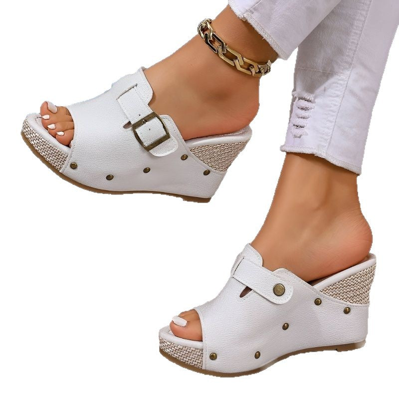Damen Clogs mit modischer Schnallen-Applikation und komfortabler Liegefläche EB