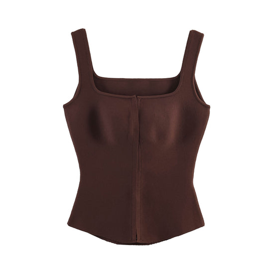 Damen tailliertes Camisole-Top mit quadratischem Ausschnitt und elastischem Material EB