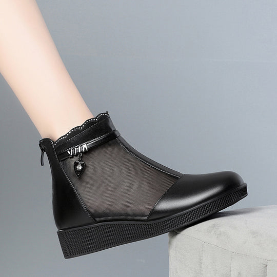 Damen Stiefeletten mit transparentem Mesh-Einsatz und modischem Schmuckdetail EB