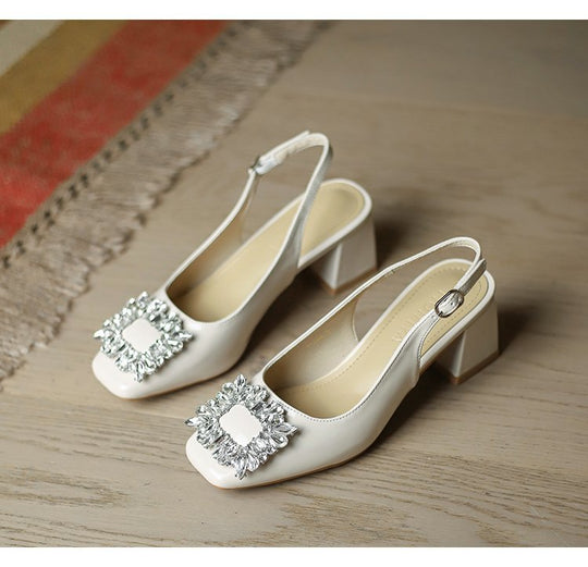 Damen elegante Slingback-Pumps mit funkelndem Schmuckdetail EB