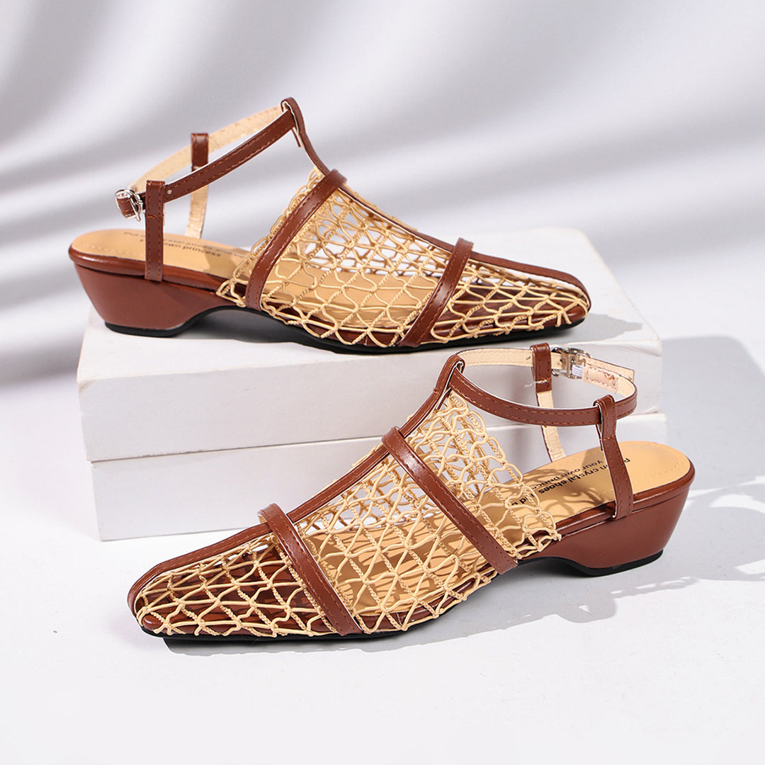 Damen Slingback-Sandaletten mit innovativem Netzdesign und bequemem Blockabsatz EB