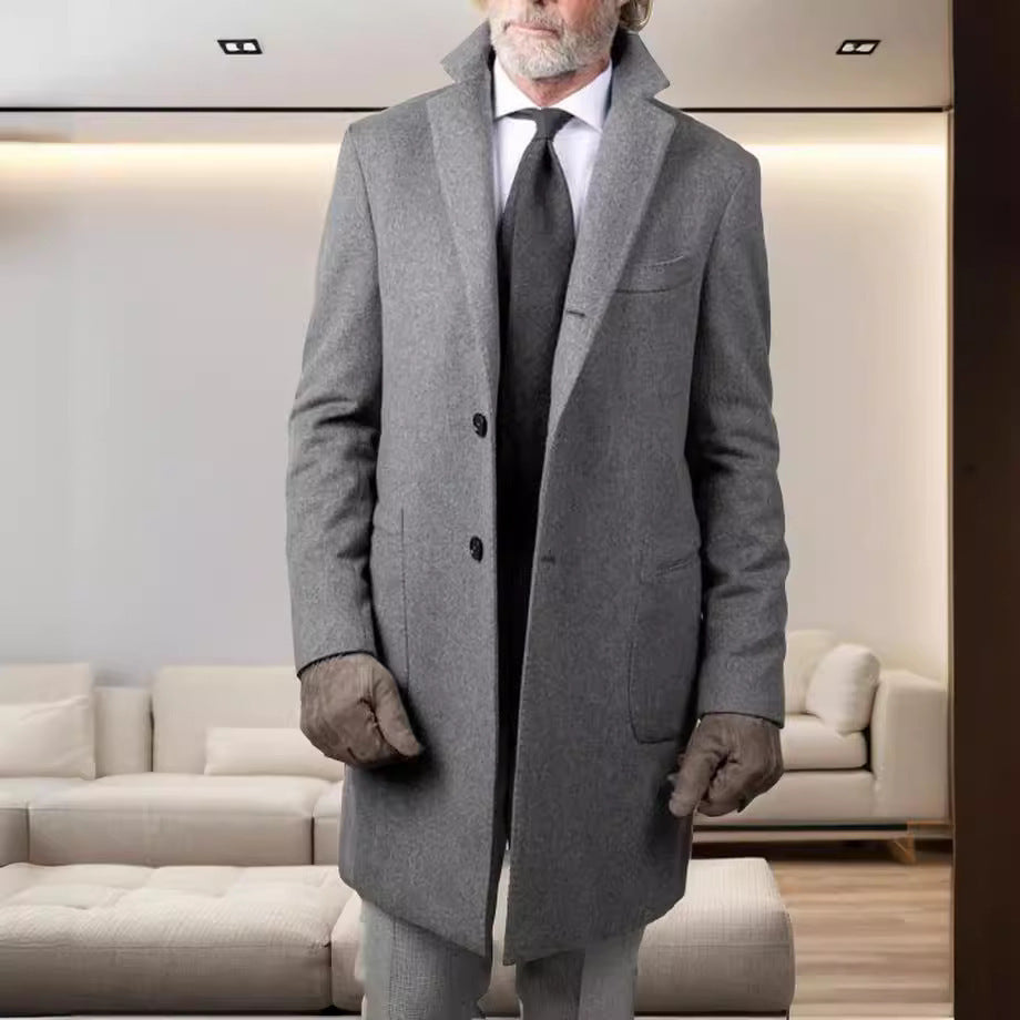 Herren eleganter Langmantel aus hochwertiger Wolle EB
