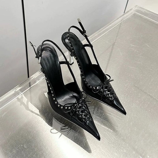Damen elegante Slingback-Pumps mit modischem Schnürdesign EB