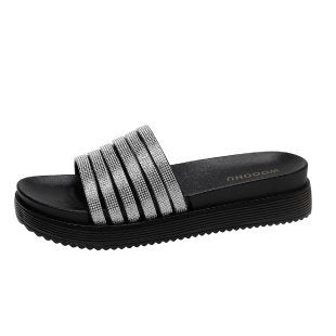 Damen Komfortable Flauscher Slides mit modischem Leoprint EB