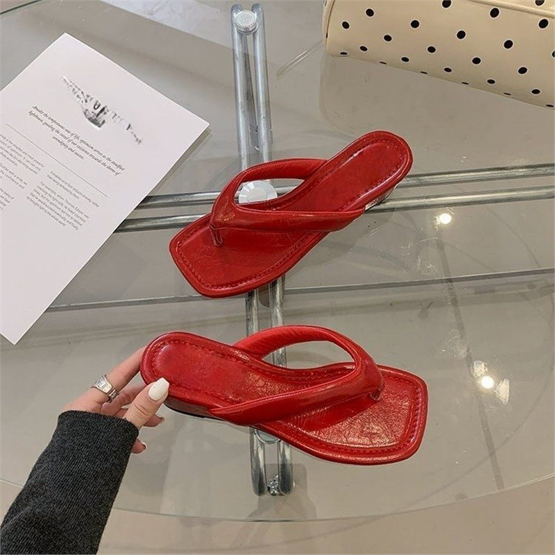 Damen trendige Zehentrenner-Sandalen mit elegantem Riemendesign EB