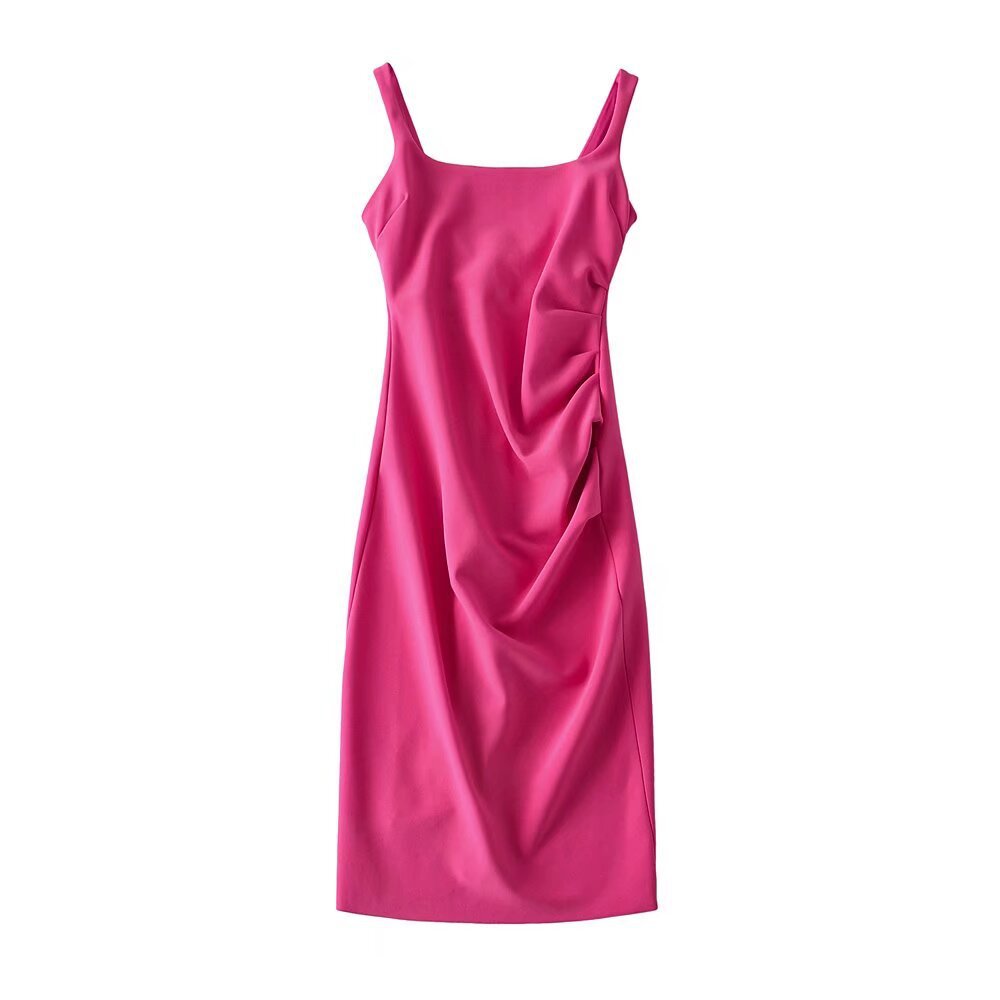 Damen figurbetontes Midi-Kleid mit elegantem Rüschendetail EB