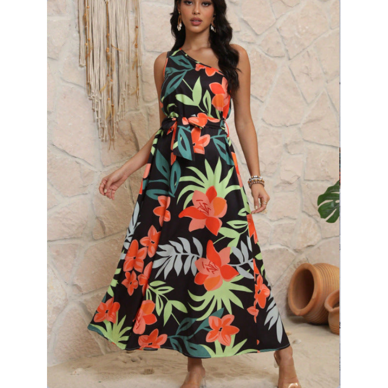 Damen Maxikleid mit floralem Design und schmalem Schnitt EB