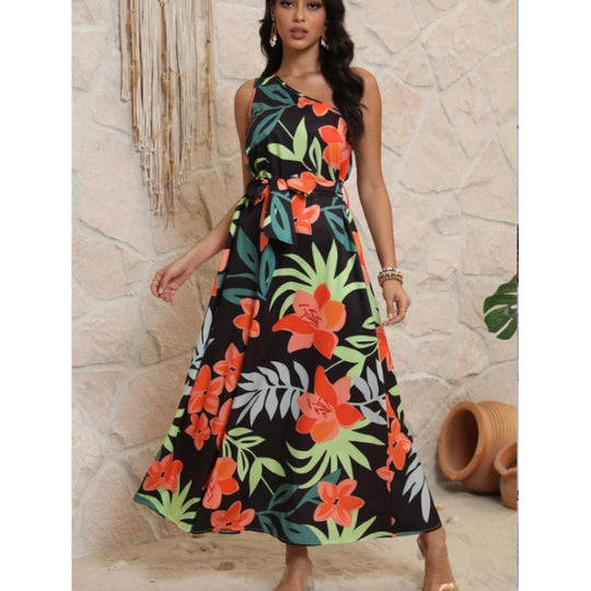 Damen Maxikleid mit floralem Design und schmalem Schnitt EB