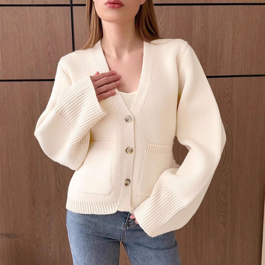 Damen Strickjacke mit weiten Ärmeln und praktischen Taschen EB