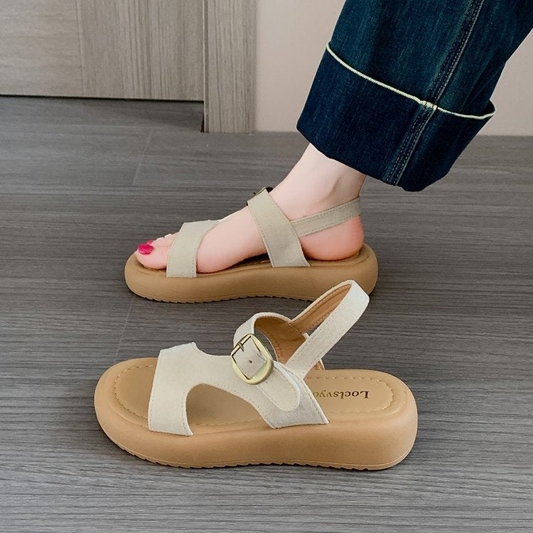 Damen komfortable Plateau-Sandaletten mit verstellbarem Riemen EB