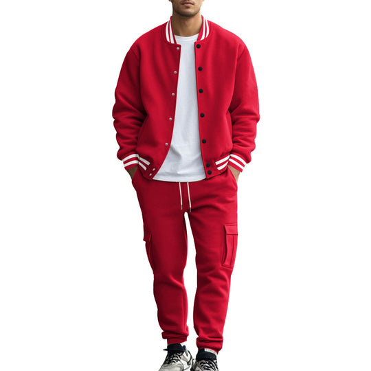 Herren nan sportives College-Set aus Sweatjacke mit Druckknöpfen und Cargo-Jogginghose mit Tunnelzug EB
