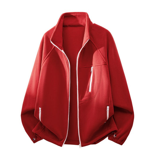 Unisex funktionale Microfleece-Performancejacke mit Stehkragen, Brustreißverschluss und ergonomischen Raglanärmeln EB