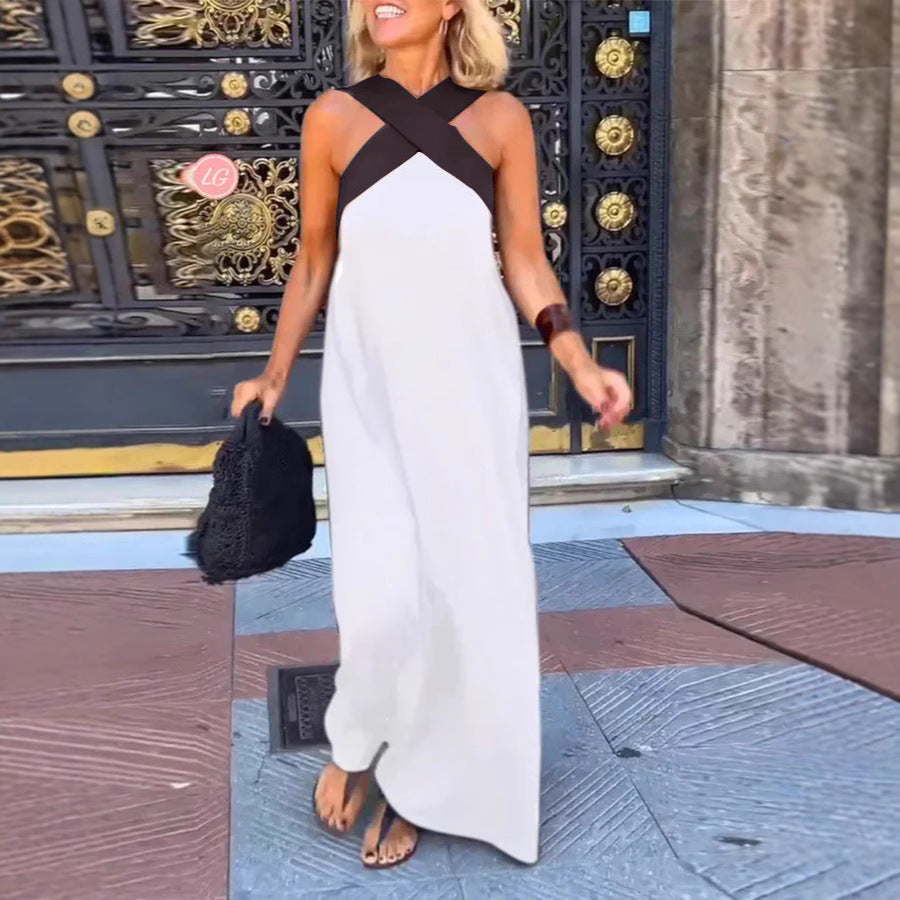 Damen Langes Maxikleid mit Cross-Over-Trägern und elegantem Schnitt EB