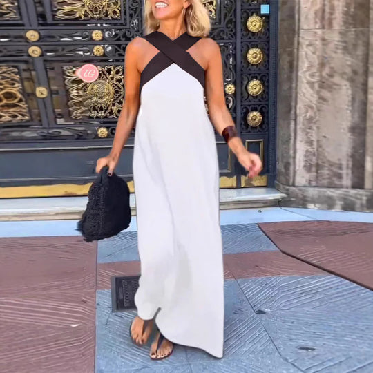 Damen Langes Maxikleid mit Cross-Over-Trägern und elegantem Schnitt EB
