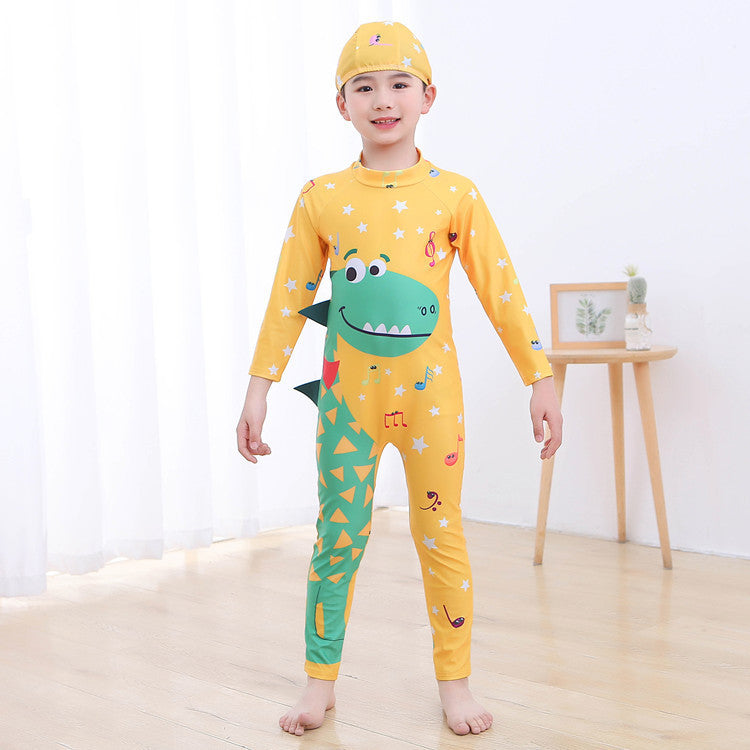 Jungen UV-Schutz Schwimmanzug mit langen Ärmeln und süßem Dinosaurier-Motiv EB