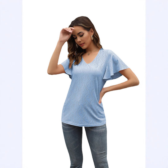 Damen stilvolle Bluse mit Schmetterlingsärmeln EB
