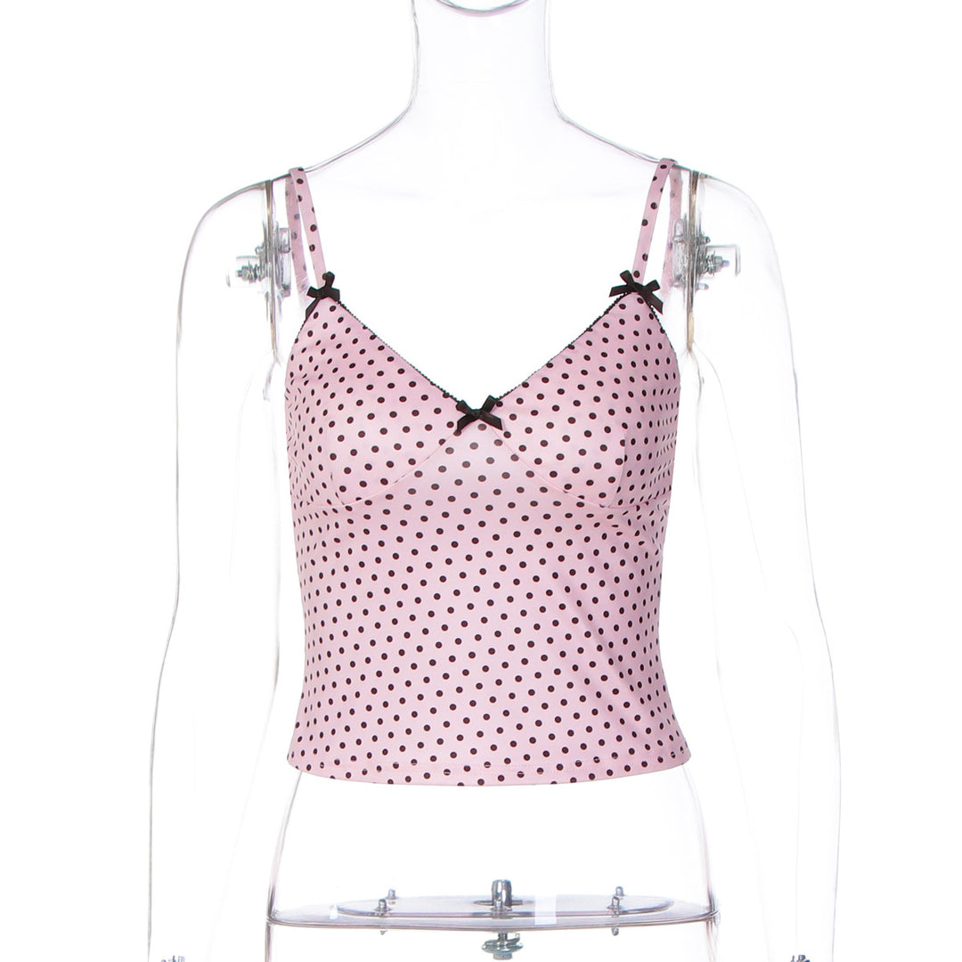 Damen Trägertop mit verspieltem Punktedesign und zarten Schleifen EB