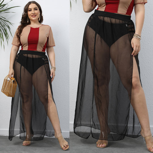 Damen transparenter Maxirock EB