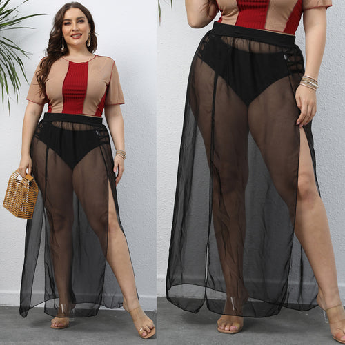 Damen transparenter Maxirock EB