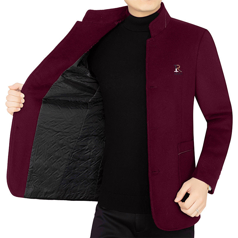 Herren Eleganter Wollmix-Kurzmantel im Mandarin-Kragen mit gesteppter Thermo-Innenfütterung EB