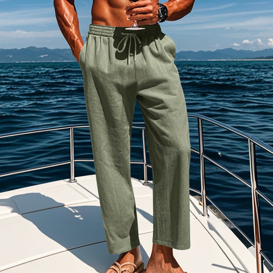 Herren Sommerliche Freizeithose mit weichem, atmungsaktivem Baumwollmaterial und elastischem Bund EB