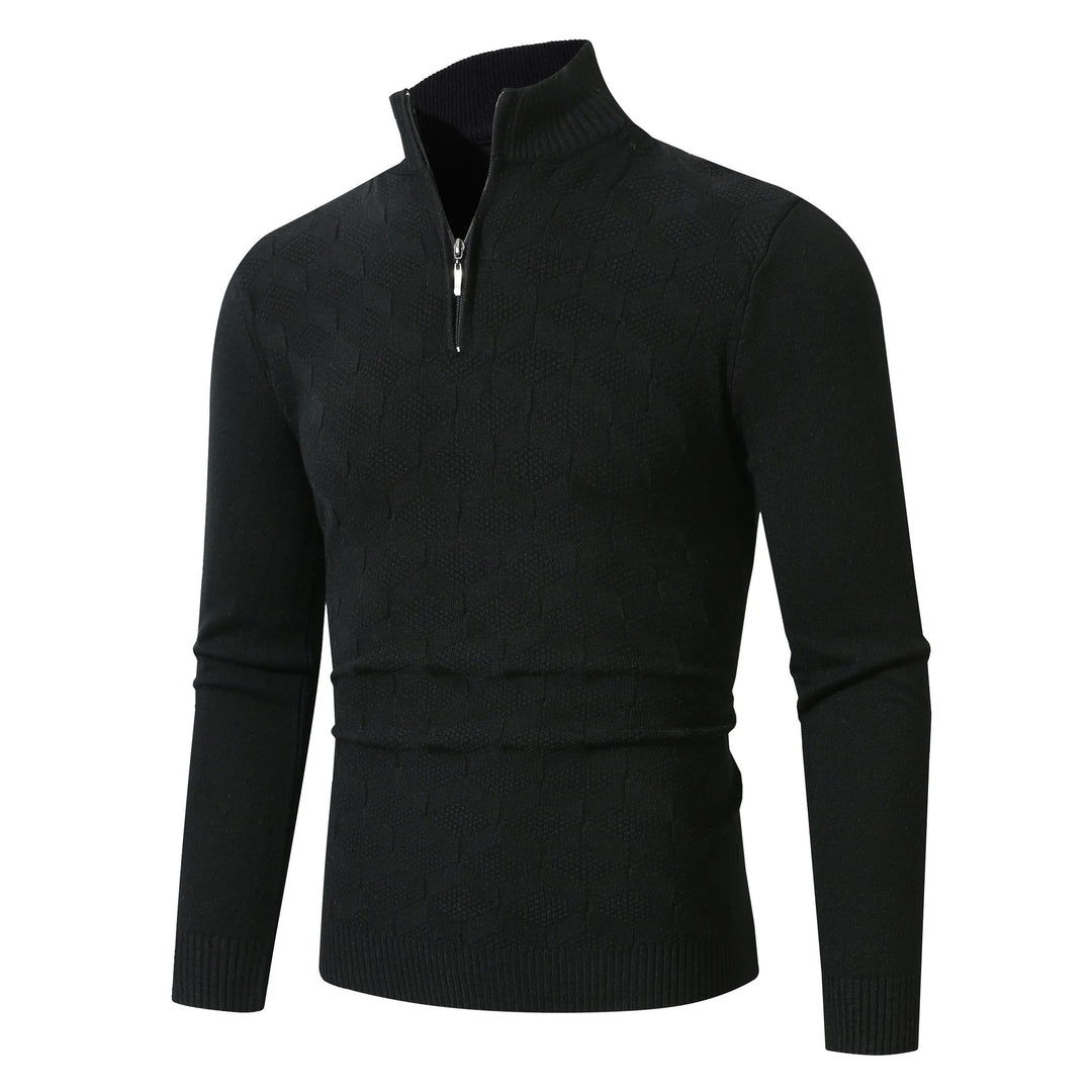 Herren modischer Strickpullover mit halbem Reißverschluss und strukturiertem Design EB