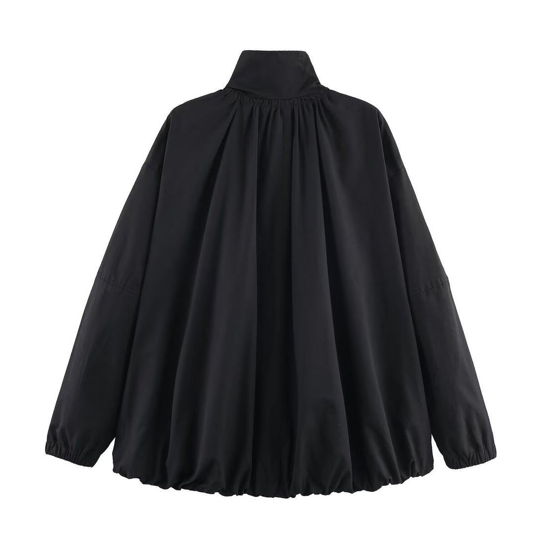 Damen modische Übergangsjacke mit hohem Kragen und lässigem Schnitt EB